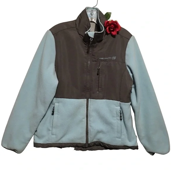 Free country full zip soft shell Jacket blue & Grey LG - Picture 2 of 14